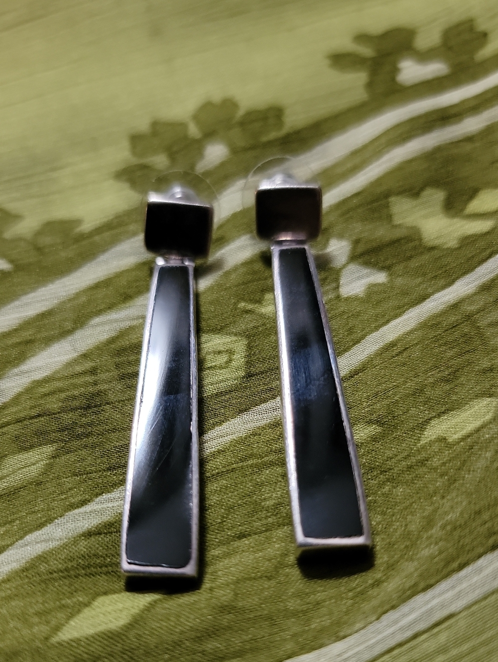 Artisan Onyx In 925 Sterling Silver Long Drop Earrings